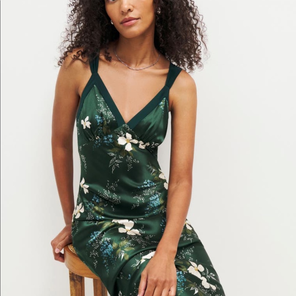 Reformation neola floral print silk dress